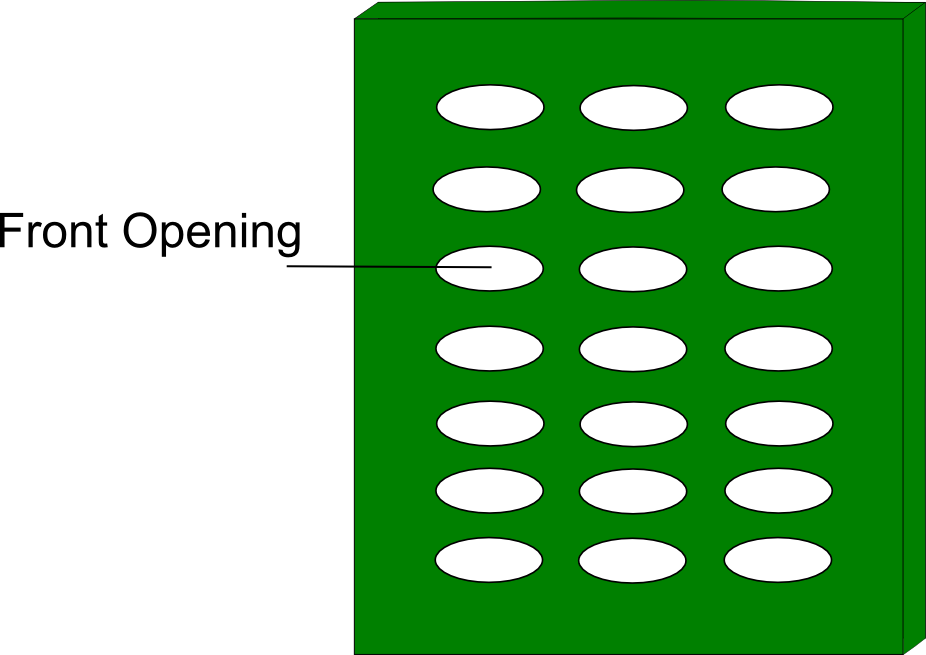 Front view of shading layer openings.